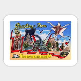 Greetings from Texas, the Lone Star State - Vintage Large Letter Postcard Sticker